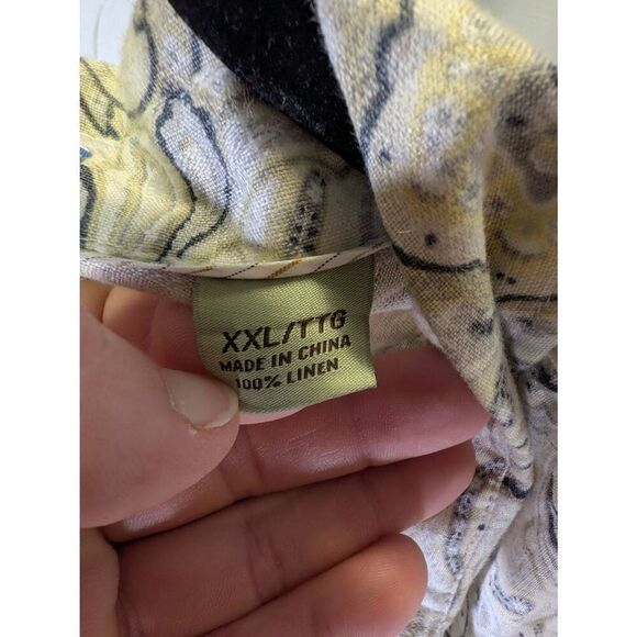 Tommy Bahama Hawaiian Shirt  Short Sleeve Button Front Linen Floral Beige Men's - Picture 4 of 5